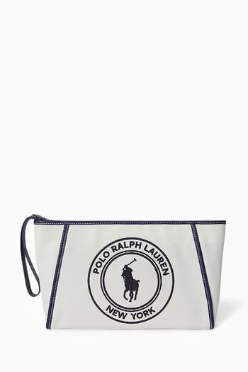 Logo Pouch in Cotton Canvas