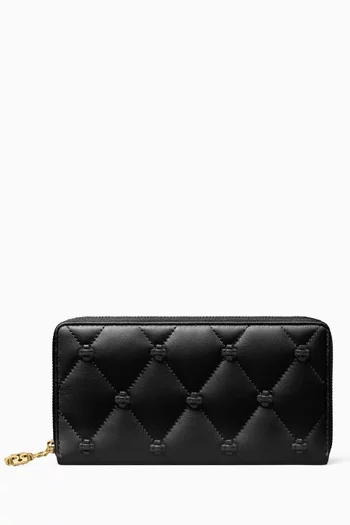 Bunny Knot Zip Continental Wallet in Nappa Leather