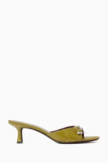 Lock 55 Kitten Heel Sandals in Water Snake Leather
