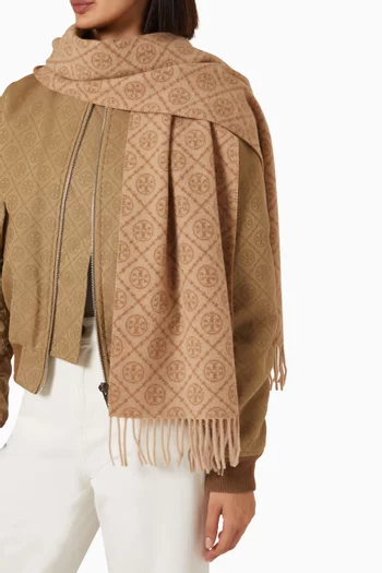 T Monogram Oblong Scarf in Wool