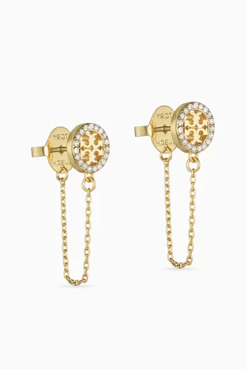 Icon Pavé Chain Earrings in 18kt Gold-plated Brass
