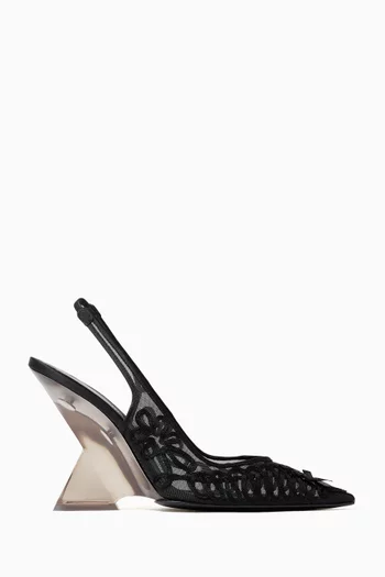 Cheope 105 Slingback Wedges in Embroidered Tulle