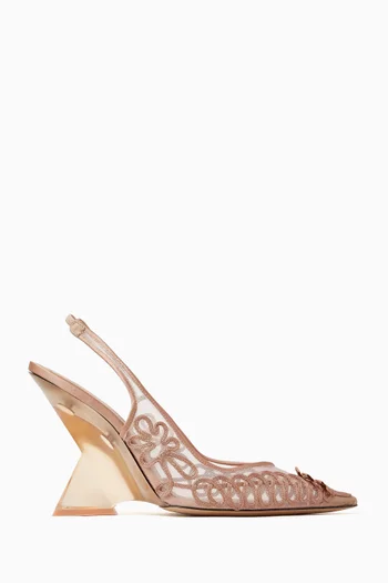 Cheope 105 Slingback Wedges in Embroidered Tulle