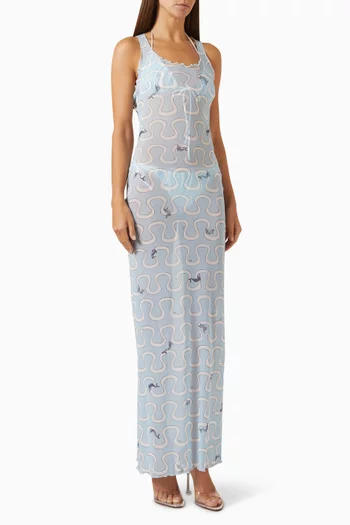 Printed Dress in Tulle