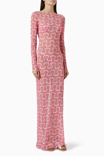 Printed Dress in Tulle