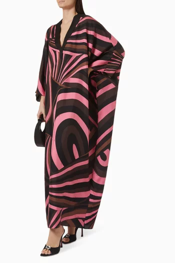 Printed Kaftan in Silk Twill