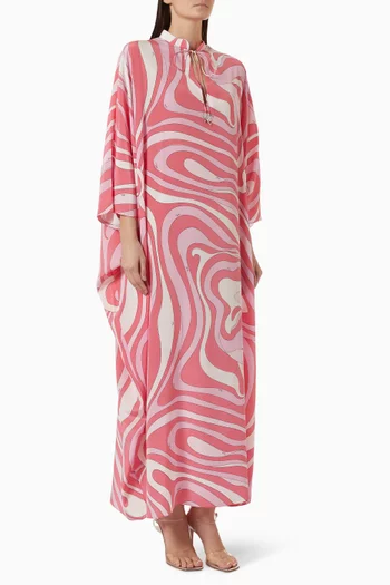 Printed Kaftan in Crepe de Chine