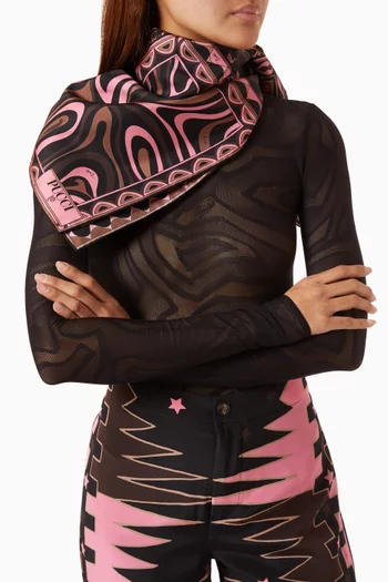 Printed Foulard Scarf in Silk-twill