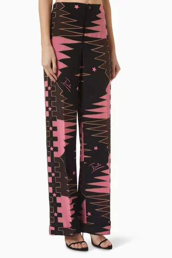 Straight-leg Pants in Crepe de Chine