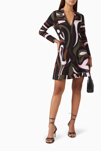 Marmo Print Mini Dress in Compact Jersey