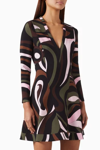 Marmo Print Mini Dress in Compact Jersey