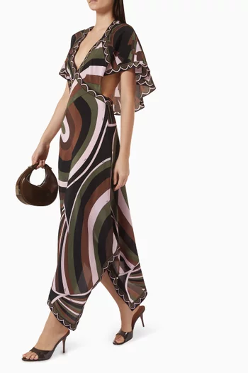 Printed Dress in Crepe de Chine