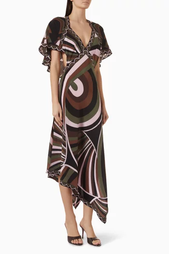 Printed Dress in Crepe de Chine