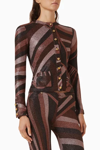 Iride Print Cardigan in Lurex Jersey