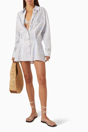 Labirinto-print Shirtdress in Cotton Poplin