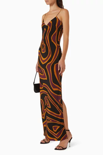Labirinto-print Dress in Crepe de Chine