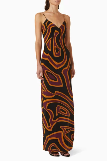 Labirinto-print Dress in Crepe de Chine