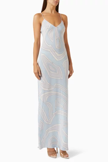 Labirinto-print Dress in Crepe de Chine