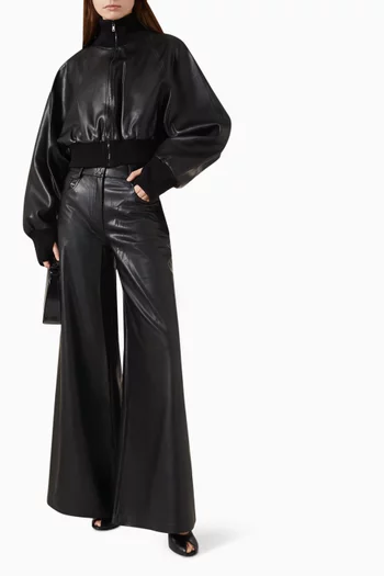 Wide-leg Jeans in Faux Leather