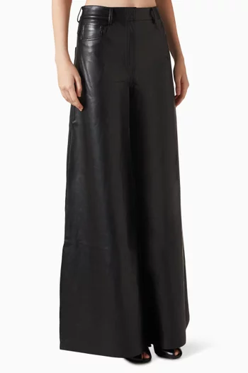 Wide-leg Jeans in Faux Leather