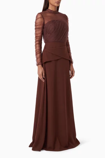 Pleated Panelled Maxi Dress