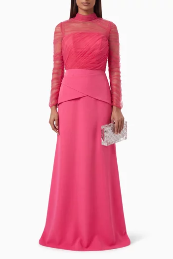 Pleated Panelled Maxi Dress