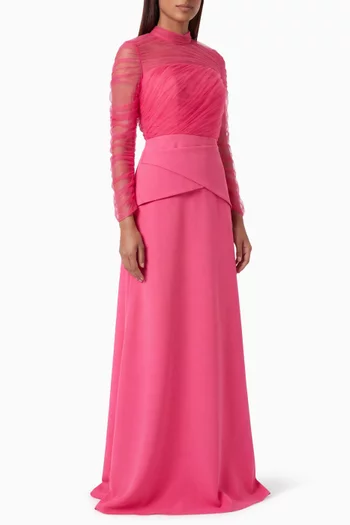 Pleated Panelled Maxi Dress