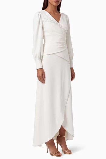 Embellished Asymmetric Dress in Crepe