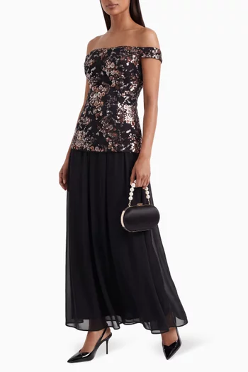 Sequin-embellished Dress in Chiffon