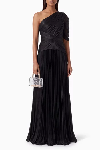 Pleated One-shoulder Maxi Dress