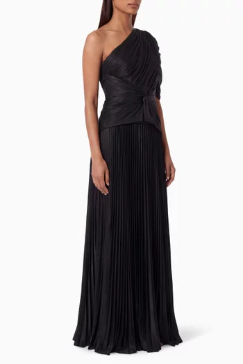 Pleated One-shoulder Maxi Dress