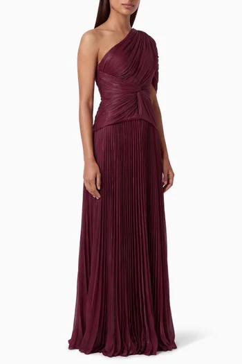Pleated One-shoulder Maxi Dress