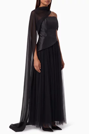 Off-shoulder Cape Dress