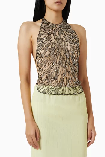Embroidered Sheer Halter Top