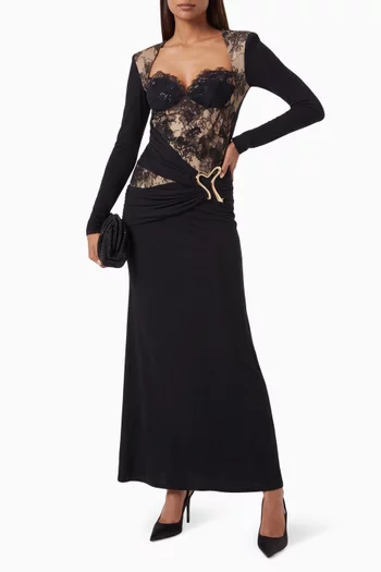 Lace Bodice Draped Gown