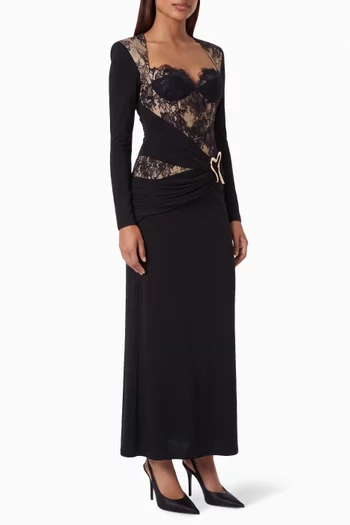 Lace Bodice Draped Gown