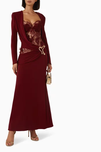 Lace Bodice Draped Gown
