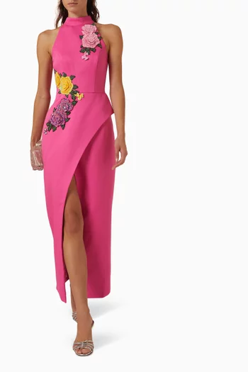 Laurentia Halter Dress in Crepe