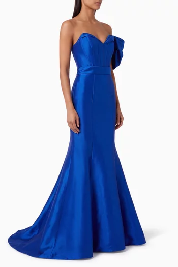 One-shoulder Mermaid Gown in Satin-crepe