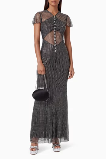 Rhinestone Fishnet Maxi Dress