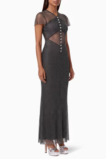 Rhinestone Fishnet Maxi Dress