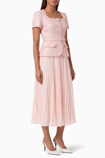 Sequin Bouclé Midi Dress