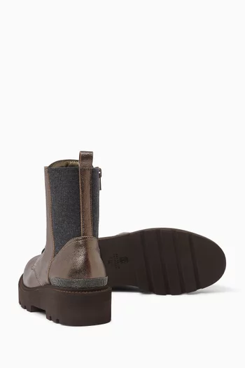Boots in Lamé Calfskin & Virgin Wool