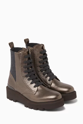 Boots in Lamé Calfskin & Virgin Wool