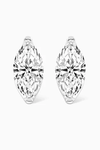 Marquise Diamond Stud Earrings in 18kt White Gold