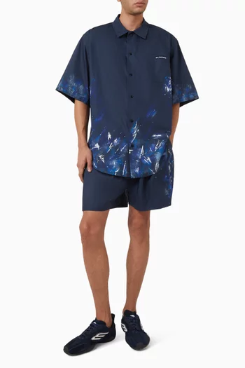 Paint Splatter Pyjama Shirt in Cotton Poplin