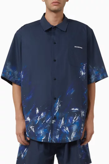 Paint Splatter Pyjama Shirt in Cotton Poplin
