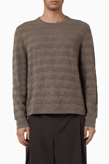 Geometric-knit Sweater in Merino Wool Blend