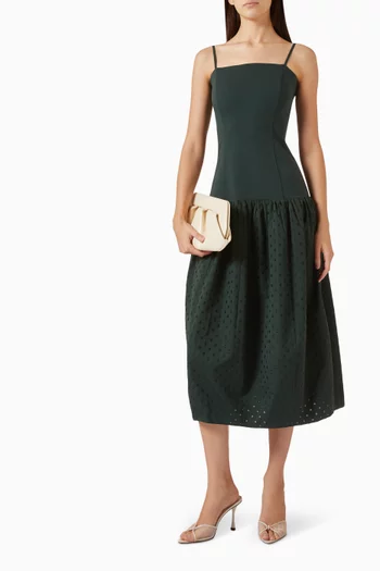 Polka-dot Dropped-waist Midi Dress