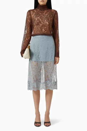 Midi Skirt in Floral Lace
